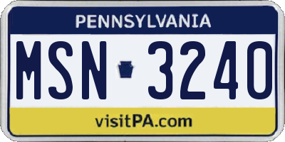 PA license plate MSN3240