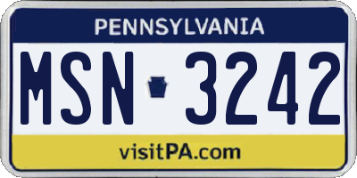 PA license plate MSN3242