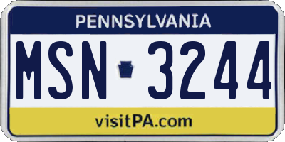 PA license plate MSN3244