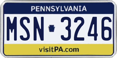 PA license plate MSN3246