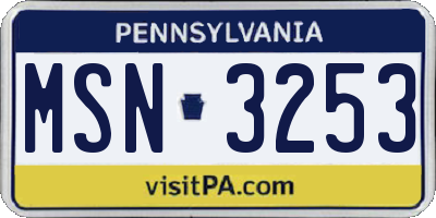 PA license plate MSN3253
