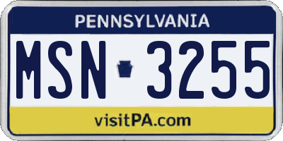 PA license plate MSN3255