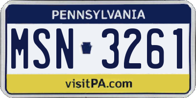 PA license plate MSN3261