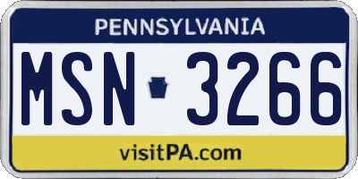 PA license plate MSN3266