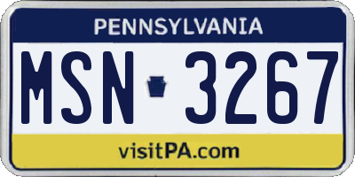 PA license plate MSN3267