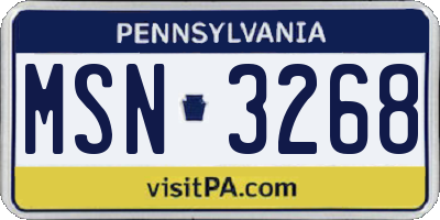 PA license plate MSN3268