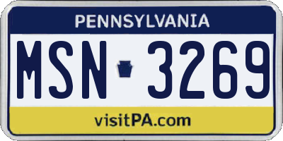 PA license plate MSN3269