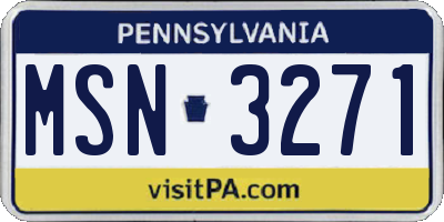 PA license plate MSN3271