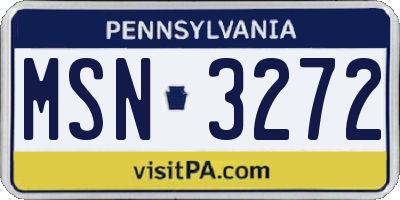 PA license plate MSN3272