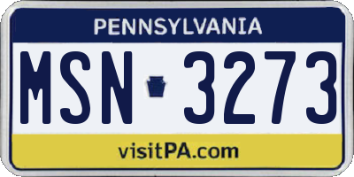 PA license plate MSN3273