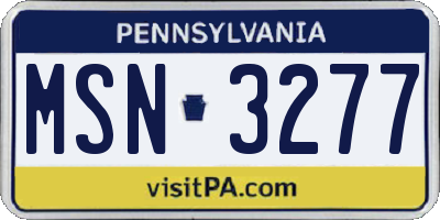 PA license plate MSN3277