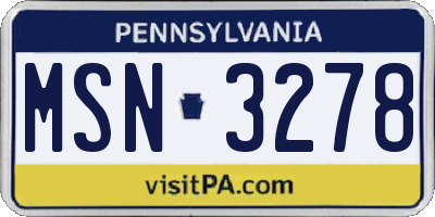 PA license plate MSN3278