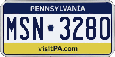 PA license plate MSN3280