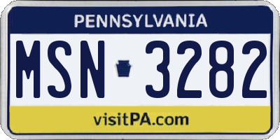 PA license plate MSN3282
