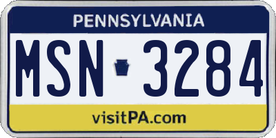 PA license plate MSN3284