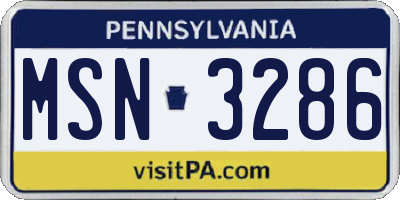 PA license plate MSN3286