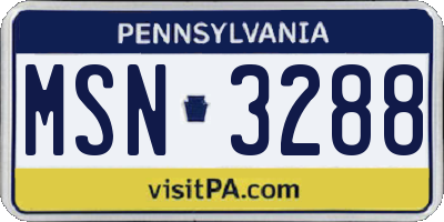 PA license plate MSN3288