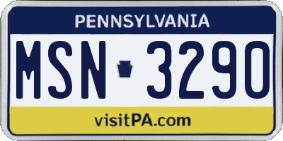 PA license plate MSN3290
