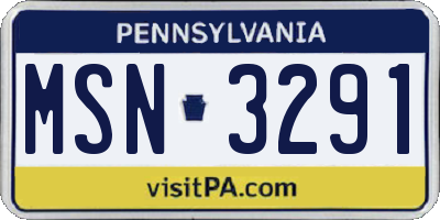 PA license plate MSN3291