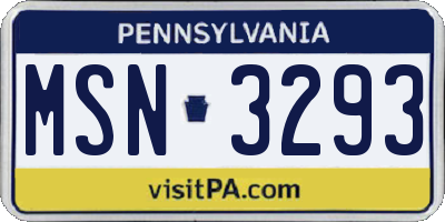 PA license plate MSN3293