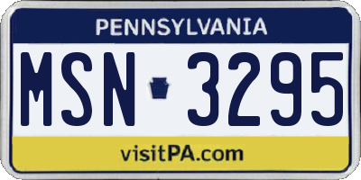 PA license plate MSN3295