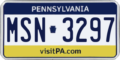PA license plate MSN3297