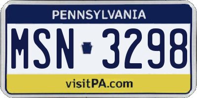PA license plate MSN3298