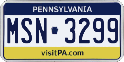 PA license plate MSN3299