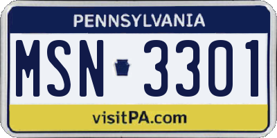 PA license plate MSN3301