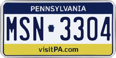 PA license plate MSN3304