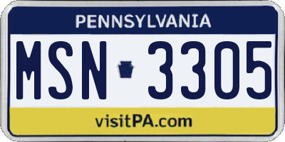 PA license plate MSN3305