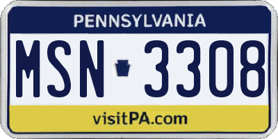 PA license plate MSN3308