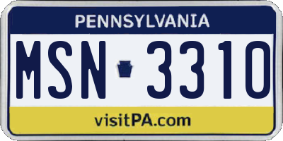 PA license plate MSN3310