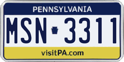 PA license plate MSN3311