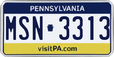 PA license plate MSN3313