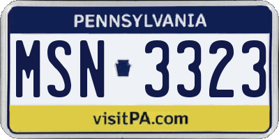 PA license plate MSN3323