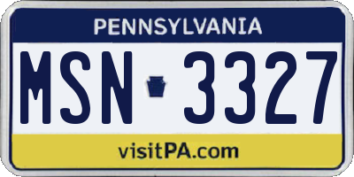 PA license plate MSN3327
