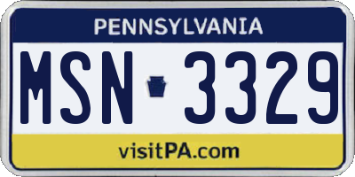 PA license plate MSN3329