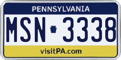 PA license plate MSN3338