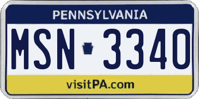 PA license plate MSN3340