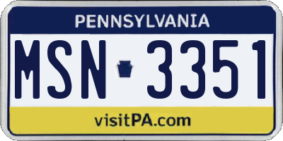 PA license plate MSN3351