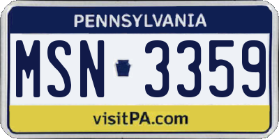 PA license plate MSN3359
