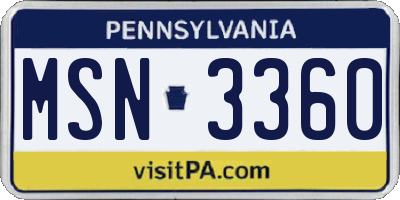 PA license plate MSN3360