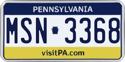 PA license plate MSN3368