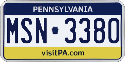 PA license plate MSN3380