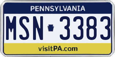 PA license plate MSN3383