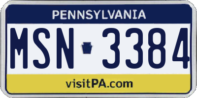 PA license plate MSN3384