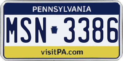 PA license plate MSN3386
