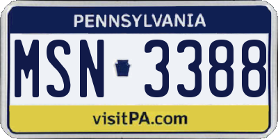 PA license plate MSN3388