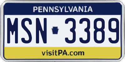 PA license plate MSN3389